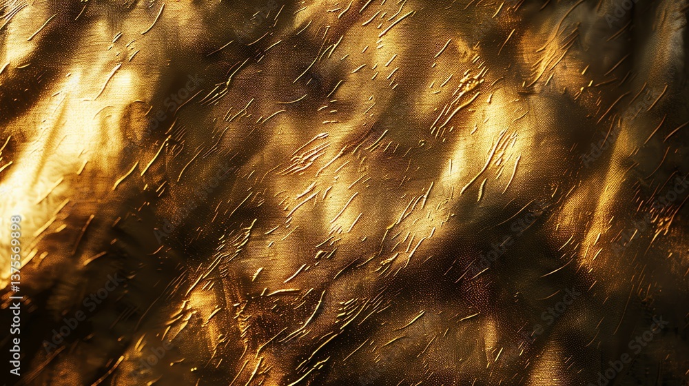Aufkleber golden metal texture with a shiny surface and a pattern of ripples and waves.