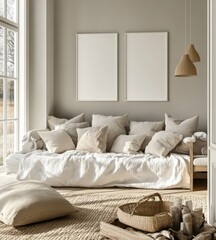 Scandinavian Style Children Bedroom Mock-Up Poster Frame Cozy Interior Design