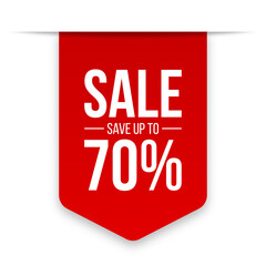 Sale save up to 70% off red discount sale label tag banners. Sale 70 percent off png transparent