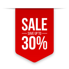 Sale save up to 30% off red discount sale label tag banners. Sale 30 percent off png transparent
