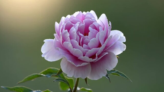 Pink peony flower gently swaying in the breeze