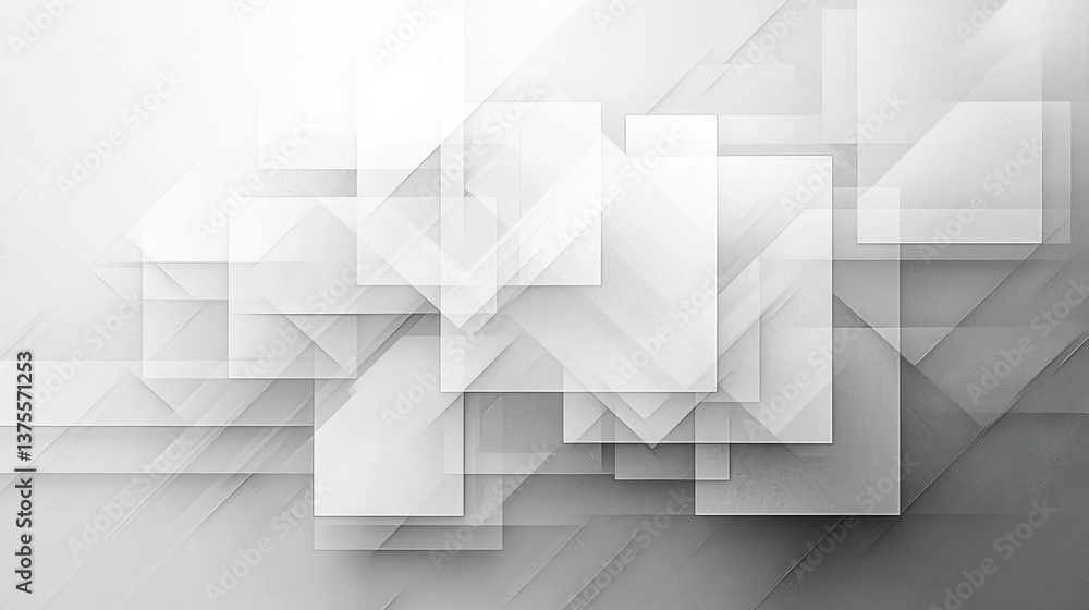 Aufkleber minimalistic abstract geometric background in soft white and gray tones with translucent shapes and 