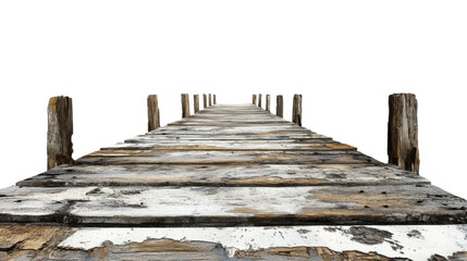 old wooden bridge on transparent background