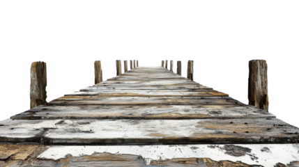 old wooden bridge on transparent background