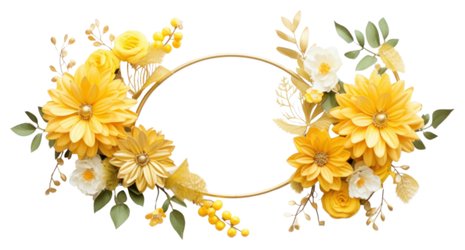 PNG Flower wreath yellow plant. - Powered by Adobe