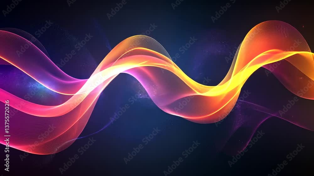 Poster abstract glowing waveform with dynamic color gradients and particle effects video