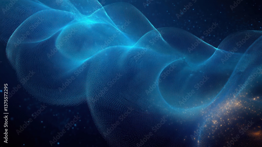 Poster futuristic digital wave technology background with blue teal particle effects and dynamic motion aes