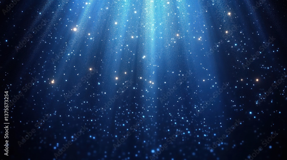 Poster cosmic glow elegant abstract particle effect in mystical blue light