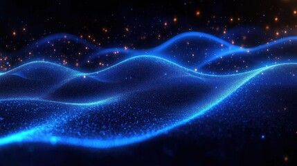 Futuristic Blue Digital Wave Abstract Art Motion Graphic Technology Background