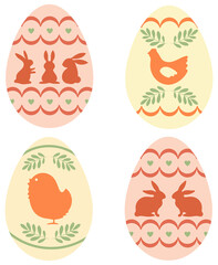 easter eggs with graphic design. vector illustration for the happy easter holiday. spring background for decoration.