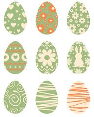 easter eggs with graphic design. vector illustration for the happy easter holiday. spring background for decoration.