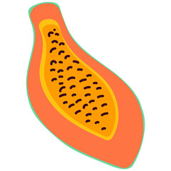 Summer cute exotic tropical fruits in flat design.Healthy sweet food. 
