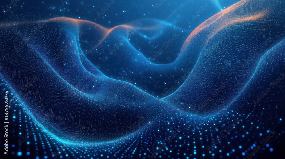 Poster dynamic abstract wave technology background with blue and teal digital light effect