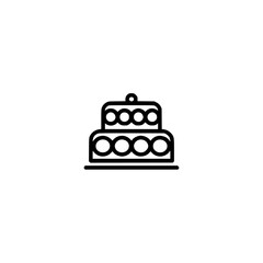 Minimalist Cake Icon: Geometric Black Line Art on Neutral Background