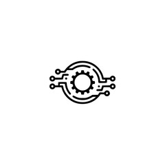 Obraz premium Circuit Board Gear Logo: Minimalist Tech Design