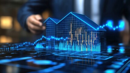 Market analysis trends financial sector digital visualization urban environment close-up view insights on data interpretation
