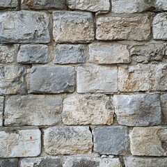 Obraz premium Texture of Aged Stone Wall: Weathered blocks, carefully arranged to create a solid wall. Their rugged surface hints at history and resilience, their neutral hues lend themselves to versatile use.