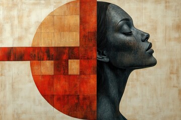 Beautiful Woman Smiling and Applying Moisturiser Pampering Her Skin in Minimalistic Portrait