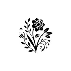Elegant Black Floral Design on White Background