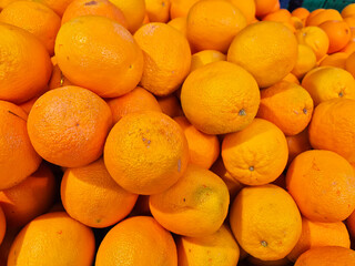 oranges on market stall close up