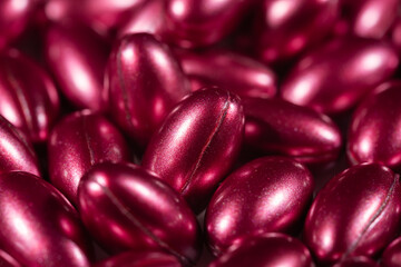 pearl softgels capsules. vitamins in pearl colored pills. Medicine, pharmacy, drugs and multivitamins oils concept