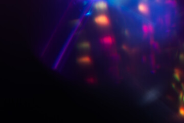 Blur neon light. Lens flare overlay. Bokeh fluorescent flash gleam. © eliosdnepr