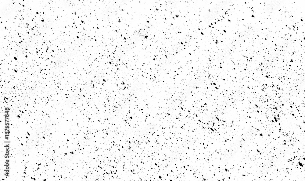 Poster this image features a scattered pattern of black specks over a stark white background, creating visu