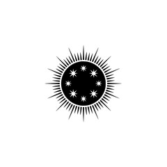 Celestial Glyph: Sun with Starry Center, Geometric Design