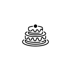 Minimalist Two-Tier Cake Icon - Outline, Celebration, Bakery Concept
