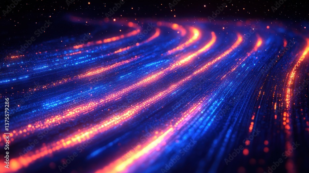 Aufkleber futuristic abstract technology background with neon light trails and dynamic data waves