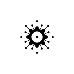 Fototapeta premium Tech Gear Icon - Network Connections, Abstract Symbol, Modern Minimalist