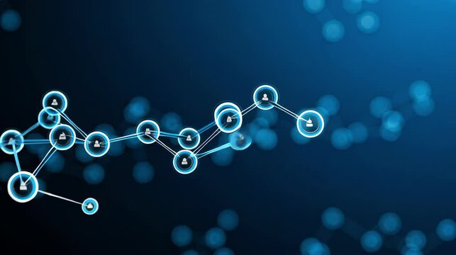 Abstract network connections in a digital environment with glowing elements.