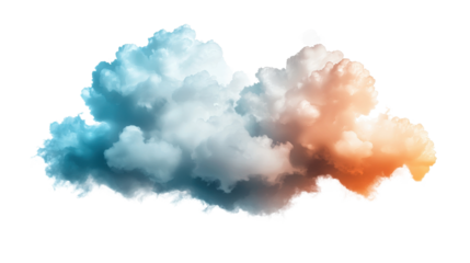 A fluffy cumulus cloud with realistic highlights, isolated on transparent background, PNG file.