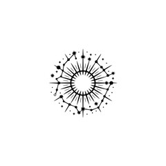 Celestial Sunburst Logo: Constellation Design, Mystical Illustration, Vector © MatandSterre