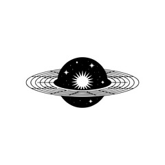 Minimalist Space Planet Illustration: Celestial Icon for Design