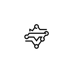Minimalist Tech Logo: Circuit Board Icon on White Background