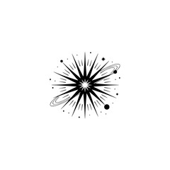 Obraz premium Celestial Starburst Logo in Minimalist Black & White Design