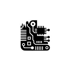 Minimalist Circuit Board Icon, Technology, Modern Graphic Design