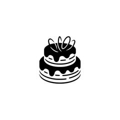 Minimalist Two-Tier Cake Icon: Black and White, Sweet Treat Design