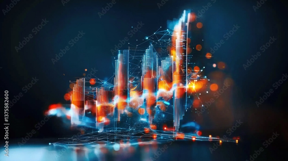 Poster analyzing market trends data visualization digital environment infographic business intelligence tec