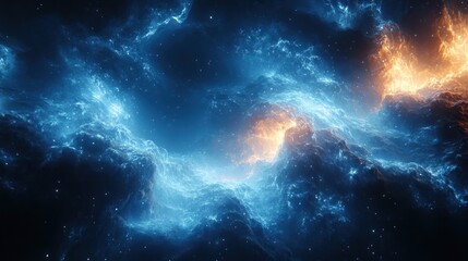 Fototapeta premium Digital Waveforms Futuristic Technology Concept with Glowing Blue Light Particles and Dynamic Motion in Abstract Design