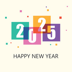 .Happy New Year 2025 Box Design - Minimalist Modern Greeting Card Template (Editable EPS)  Illustrator Artwork.Celebrate 2025 with this clean, box-style Happy New Year design! Features: 