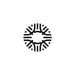 Abstract Minimalist Circular Logo Element on White Background