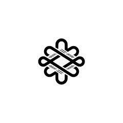 Symbolic Black and White Abstract Design on Creamy Background