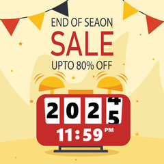 End of season up to 80% off. countdown clock.Adobe Illustrator Artwork