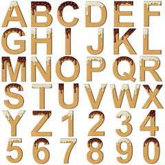 Ice Cream Waffle Alphabet Letters And Numbers Sweets Numbers Graphic, Dessert Monogram PNG for Decoration