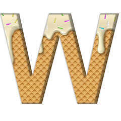 Ice Cream Waffle Alphabet Letters W