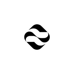 Minimalist Black and White Abstract Logo: Wave-Shaped Design