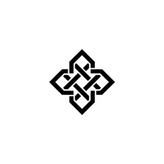 Fototapeta premium Geometric Celtic Knot Logo - Minimalist Black & White Symbol