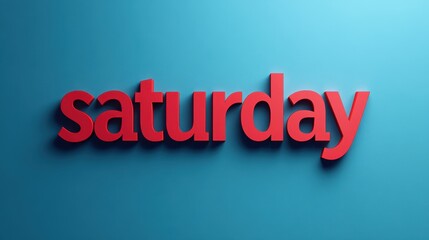 Bold red saturday sign standing out on vibrant blue background
